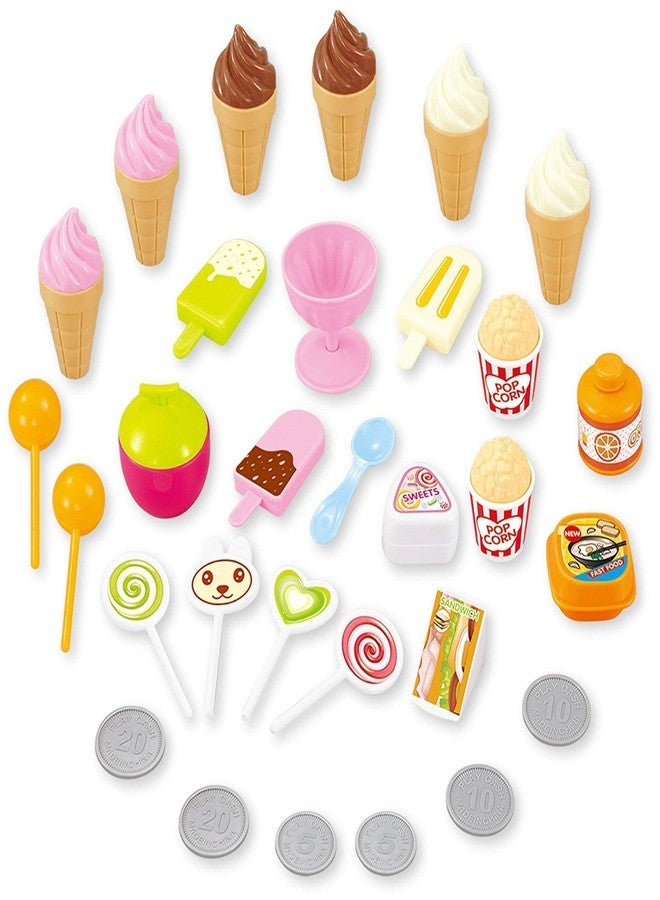 FOROLY Role Play Candy Set Smile Ice Cream and Sweet Shopping Play Toy Set with Light and Sound Effect for Kids (30 Pieces Set) (Yellow) - Image 5